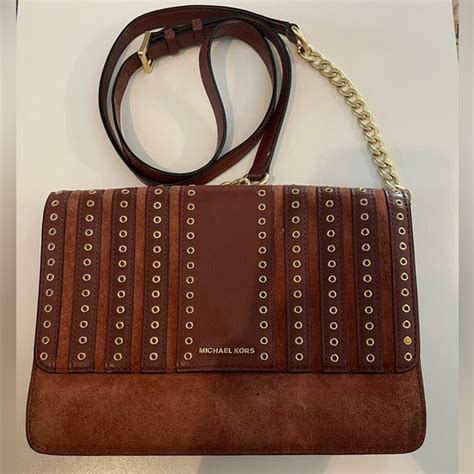 michael kors brooklyn grommet large|Brooklyn Large Grommet Suede and Leather Crossbody.